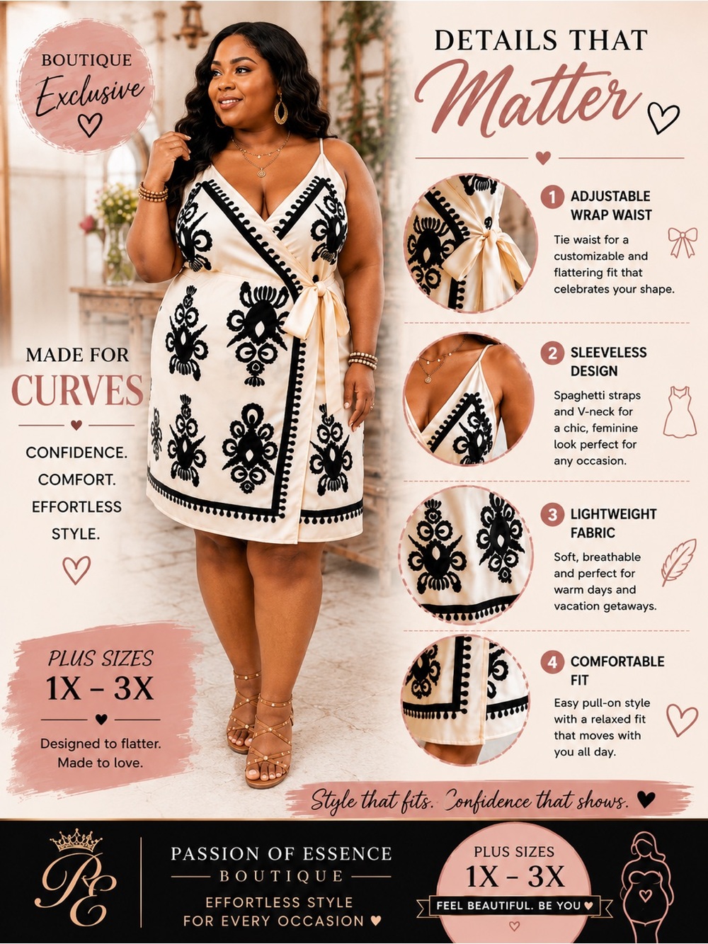 Dress | Sleeveless Tie Waist | Plus Size 3X